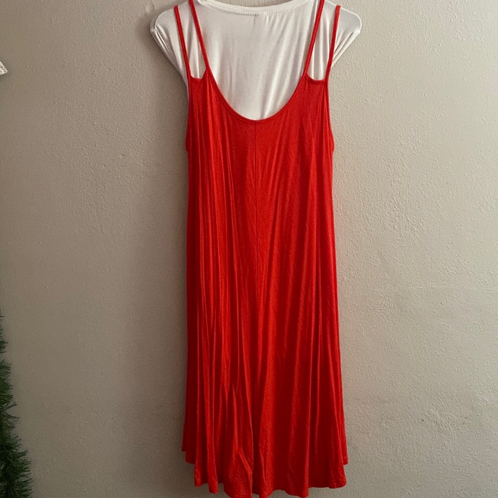 Red, flowy, mini dress